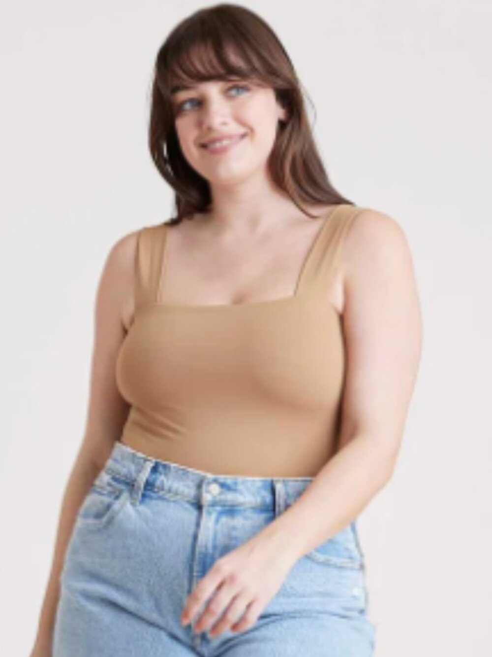 Nuuds Square Neck Tank Bodysuit Cinnamon Size Medium NWOT